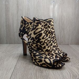Louise et Cie Isabelle Leather Animal Print Tan Brown Black 7 37.5 Leopard Heels